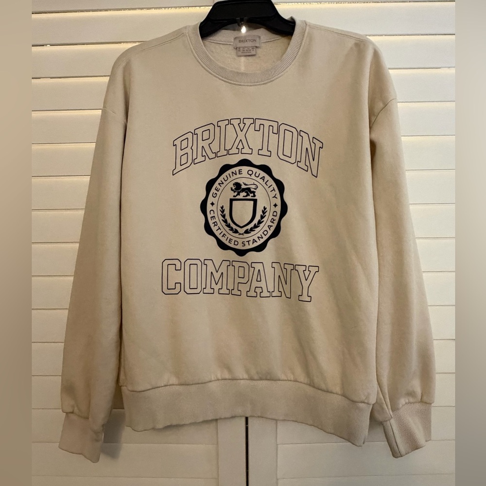 ▪️▫️BRIXTON Off-White/Cream Logo CREWNECK SWEATSHIRT Men’s Extra Small/XS BNWOT!
